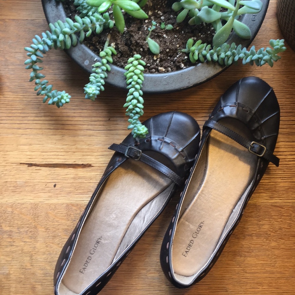 Faded Glory Dark Brown Mary Jane Flats